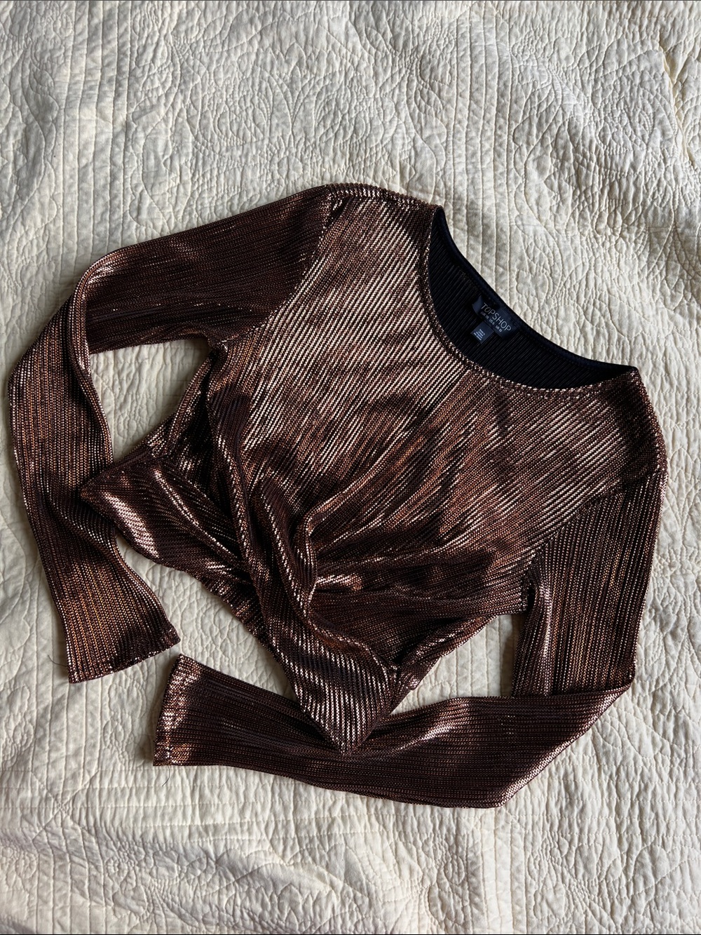 Topshop Metallic Crop Top